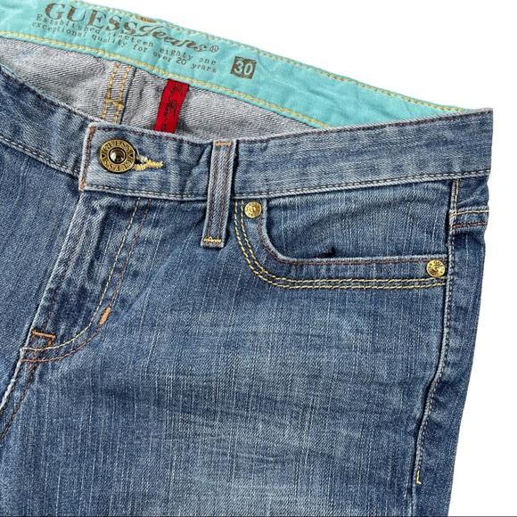 Guess Jeans size 30 flare leg, rainbow designs on back pockets, great condition - Picture 3 of 11